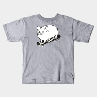 Skateboarding Vegan Pig Kids T-Shirt